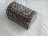 Exclusive Dome Shape  Mother Of Pearl Inlaid Walnut handmade Mosaic Box , Box Padded with red Velvet. Fine Craftsmanship Detail