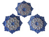 A detailed close-up showing the fine traditional enamelwork and radiant blue tones of the 16 cm scalloped copper plate.