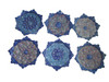 A 16 cm handcrafted enamel copper plate featuring intricate traditional Mina Kari blue and multi-colored patterns, designed for wall hanging.