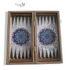 Exclusive Shell work  Luxury backgammon and chess board , polo and Party Scene handmade miniature Fine Craftsmanship Detail