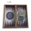 Handcrafted Shell work  Luxury backgammon and chess board , polo and Party Scene handmade miniature Lifestyle Visual