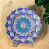 A premium 30 cm hand-painted Meenakari copper plate titled "The Azure Mandala" featuring vibrant blue and white layered floral enamel patterns.