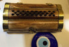 Detailed view of a compact 14x7 cm jewelry box crafted from bone, highlighting the precision of the handmade inlay.