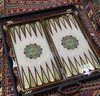 Luxury Hand painted wooden handmade backgammon and chess set 70x70 cm Artisan Detail Shot