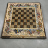 A 50x50 cm luxury wooden game set featuring a hand-painted Persian hunting scene and full Khatamkari inlay.