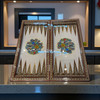 Luxury handmade wooden backgammon set with Khatamkari inlaid board and embossed painting