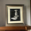 Large 39x34 cm framed silver Omani Khanjar, traditional wall-mounted dagger art for luxury home decor.