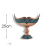 High-quality decorative pedestal bowl highlighting the contrast between metallic copper and mosaic-style turquoise inlay.
