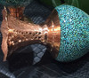 Studio display of the matched pair of 23 cm turquoise stone inlay copper vases showcasing elegant flared rims and polished bases.