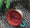 Hand enamel painted textured ceramic coffee cup 4oz assorted patterns artisan gift