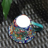 Hand enamel painted textured ceramic coffee cup 4oz assorted patterns artisan gift