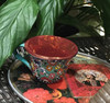 Hand enamel painted textured ceramic coffee cup 4oz assorted patterns artisan gift
