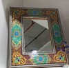 Hand painted Khatamkari wooden wall hanging mirror , table mirror 23x28 cm