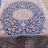 Exclusive 225x150 Cm Navy Blue Silk Rug Large Silk-touch Machine-made Carpet Luxury Floral Area Rug Shimmering Midnight Living Room High-density Navy Area Rug Fine Craftsmanship Detail