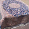 Luxury Super Cute Blue Pattern Handmade Silk Carpet 225x150 Cm Machine Made Rug Premium Design Showcase