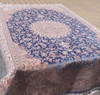 Handcrafted Super Cute Blue Pattern Handmade Silk Carpet 225x150 Cm Machine Made Rug Lifestyle Visual