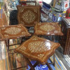 Set Of 4 Inlaid Coffee Tables With Stand – Handmade Foldable Wooden Tables 37x37 Cm For Indoor & Outdoor Use | Sophisticated Middle Eastern Art & Home Anchor - Luxury Handcrafted Art Craftihouse Dubai