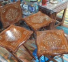 Set Of 4 Inlaid Coffee Tables With Stand – Handmade Foldable Wooden Tables 37x37 Cm For Indoor & Outdoor Use | Sophisticated Middle Eastern Art & Home Anchor - Luxury Handcrafted Art Craftihouse Dubai