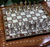 Handcrafted Handmade wooden chess board 25x25 cm with metal chess pieces Lifestyle Visual