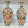 Premium Set of 2 Hand Painted Earthenware Vases - 30 cm Pottery Art for ... - Luxury Handcrafted Art Craftihouse Dubai