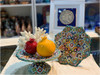 Handcrafted Exclusive Hand painted Earthenware pedestal serving bowl Lifestyle Visual