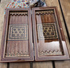 Exclusive Handmade Wooden Khatamkari Inlaid Marquetry Backgammon and Chess Set Fine Craftsmanship Detail