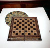 Luxury Handmade Wooden Khatamkari Inlaid Marquetry Backgammon and Chess Set Artisan Detail Shot