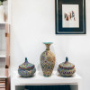 Handcrafted Handcrafted Textured Hand-Painted Earthenware Home Decor Set: Vase and C... Lifestyle Visual