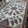 A professional product shot of the 150x100 cm hand block printed textile laid out on a neutral studio background.