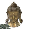 A professional product shot of the 28 cm solid brass Buddha head set against a neutral studio background.