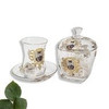 An elegant 6-piece tea set with ornate gold frames and Qajar-style royal portraits, perfect for sophisticated entertaining.