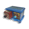 Exclusive Blue pattern Spice box , jewelry box , wooden ceramic hand painted box , home decor storage box Fine Craftsmanship Detail