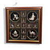 A premium 13-icon UAE heritage souvenir frame featuring silver-toned symbols like the camel, dhow, and Burj Khalifa in a wooden frame.