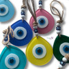 A professional product presentation of the exclusive evil eye glass wall hanging from a premier UAE shop.