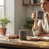 Handmade decorative mug, embossed and colorful Handmade decorative mug, embossed and colorful