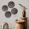 Wall handing plates set , embossed painted ceramic plate set of 4 , living room wall decor plates 30 cm 