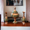 Premium Luxury Home decor Gift Set , Set of Khatamkari Inlaid 2 Copper Flower Vases and a Copper Pedestal Candy Bowl , Special Gift , Gift for VIP , Shelf decor High-Quality Design View