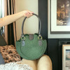 Premium Green Crochet Handbag with Leather Handles High-Quality Design