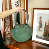 Exclusive Green Crochet Handbag with Leather Handles Heritage Collection Detail