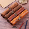 Exclusive Creative Treasure Map Retro Pencil Case Leather Large Capacity Roll Pencil Bag Embossed Buckle Simple Stationery Box Roll Portable Pencil Drawing Bag Pen Holder Heritage Collection Detail