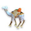 An exclusive Craftihouse luxury handicraft showcasing a pearlized white and gold ornate camel statue.