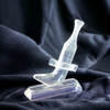 Close-up of a clear glass Khanjar and Jambeya ornament, perfect for luxury office or home table decor.