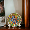 Exclusive Earthenware plate Ceramic plate 15 cm , Table decor Hand painted dish , Enameled food safe plate Heritage Collection Detail