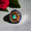 Exclusive Handcrafted Nepali Tibetan Multi Color Stone Ring Heritage Collection Detail