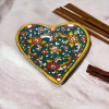 Heart-shaped ceramic incense stick holder embossed pattern handcrafted home decor gift