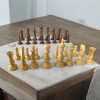 Luxury Large Handmade Wood Carved Chess Pieces (4 Inch King) Artisan Detail Shot