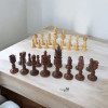 Luxury gift for chess players: large 4.25 inch wood carved chess pieces, unique artisan-crafted wooden chess set components