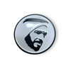 A premium metal badge featuring H.H. Sheikh Zayed in an elegant white design titled "The Legacy White" with a secure magnetic back.