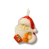 Detailed side perspective view highlighting the clean, uniform thickness of the top cotton wick and the stable, freestanding base of the festive wax figurine.