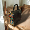 Luxury ''Marjan'' Wooden-Leather Clutch Bag Artisan Detail View